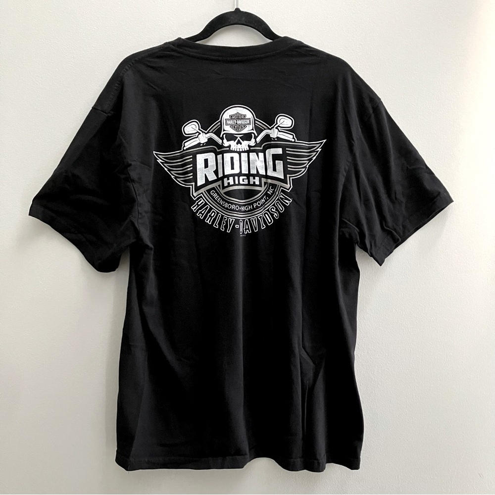 Harley Davidson Black T-Shirt Men’s Size XL Skull Greensboro NC Moto Biker